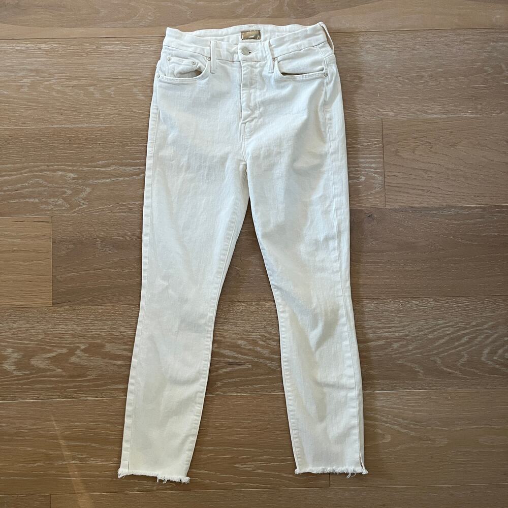 MOTHER The Looker High Waisted Ankle Fray Skinny Jeans Whipping The Cream sz 26